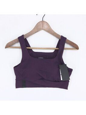 UNRL Performa Longline Bra Womens XS Purple Crossover Hem Square Neck Yoga